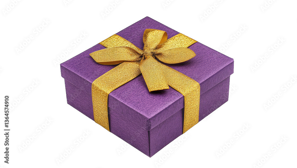 Obraz premium a beautifully wrapped purple gift box adorned with a shiny golde