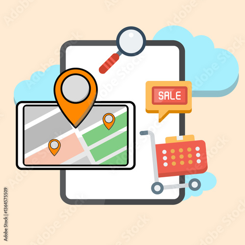 Cloud computing and social media concept illustration with technology and network icons vector background.