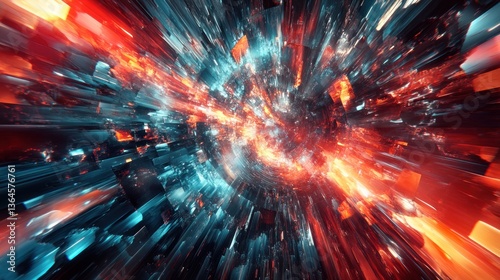 Abstract Blast of  Colors,Digital Art, Fractal Design