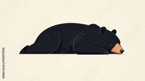 Sleeping Black Bear Illustration with Wildlife Art. (1)