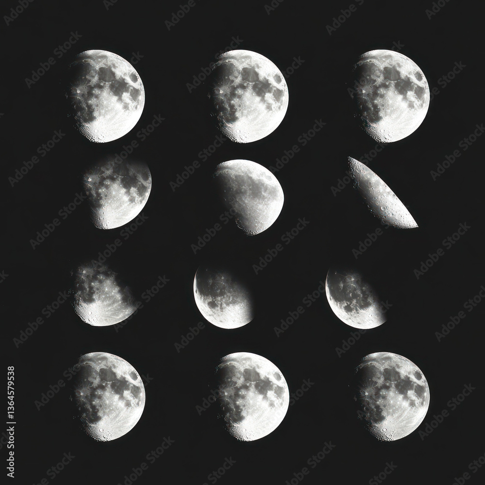 Obraz premium moon in the night sky with black background