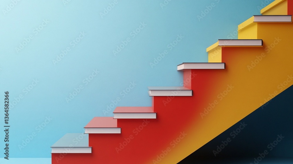 Obraz premium Symbolic Staircase of Knowledge: An Abstract Representation of Education