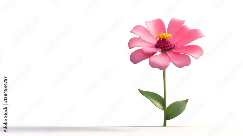 Pink flower on white background. 3D rendering of a pretty zinnia Pink flower on white background. 3D rendering of a pretty zinnia