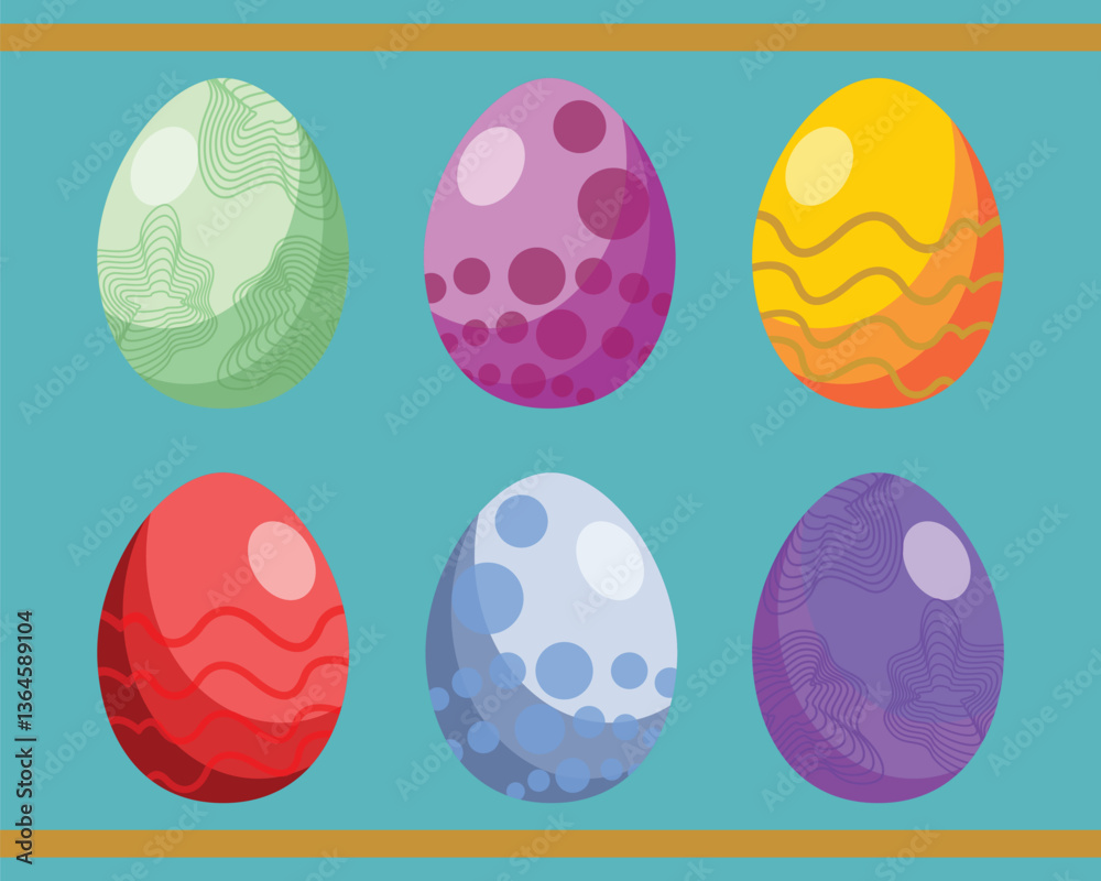 illustration of six different Colorful Easter Eggs illustration of six different Colorful Easter Eggs
