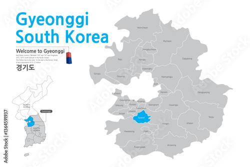 2.Gyeonggi-do, map, map of Korea, map of Korea, Seoul, Korea, city, map,