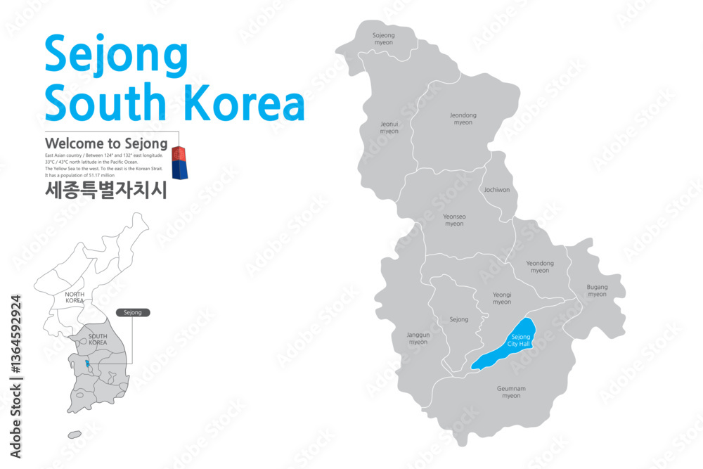 Obraz premium Sejong City, Sejong City Map, Korea, Seoul, Korea, city, map,