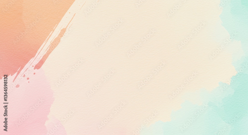 Fototapeta premium Abstract watercolor background with peach pink and light blue pastel colors
