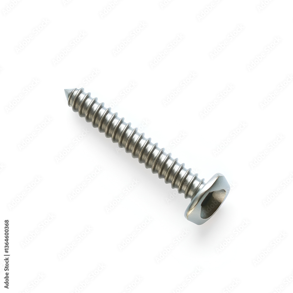 Long galvanized screw with thread isolated on white background Long galvanized screw with thread isolated on white background