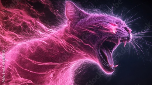 Glowing Feline Fury: A Digital Art Masterpiece