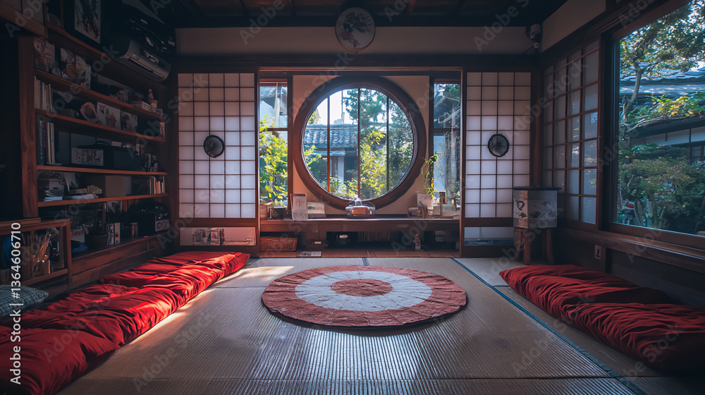 Obraz premium traditional japanese calligraphy studio and modern coworking space