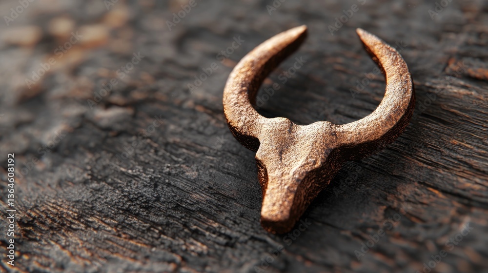 Fototapeta premium Metallic bronze taurus symbol on textured surface for astrological design