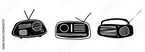 set of radio doodle art