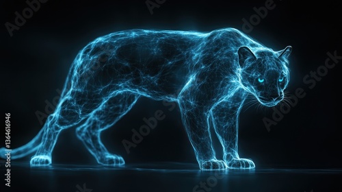 Glowing Cougar: Abstract Digital Art