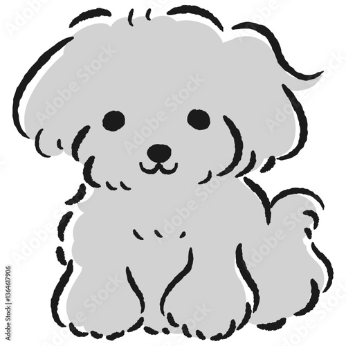 座っている犬の手描きイラスト