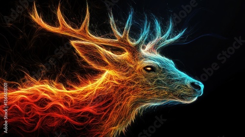 Fiery & Icy Stag: A Digital Masterpiece