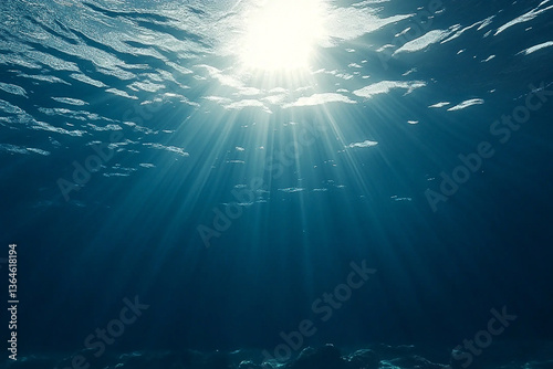 Sunlight filtering through the ocean surface, illuminating the underwater scene with rays
