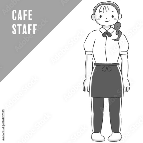 エプロンを付けた笑顔の女性の手描きイラスト