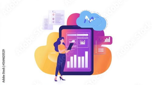Tablet pc with cloud computing concept