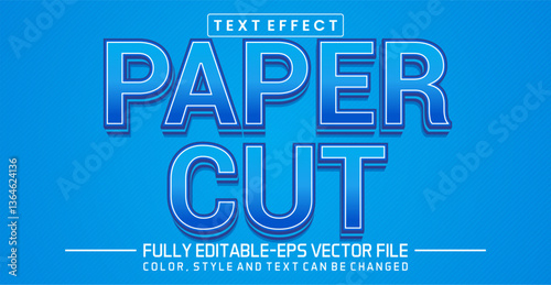 Paper cut blue font Text effect editable