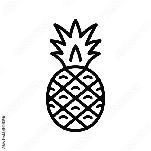 Pineapple black outline Icon white background design