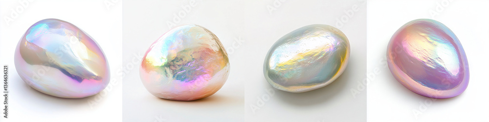 collection of iridescent pebbles showcasing luxurious sheen and unique textures, perfect for decorative purposes or artistic inspiration