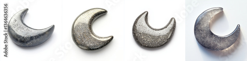 Obraz na płótnie collection of crescent shaped pebbles with soft shimmer, showcasing unique textures and colors that evoke sense of wonder and beauty w salonie