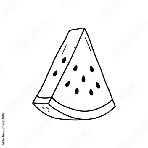 Watermelon Slice Outline Vector Illustration