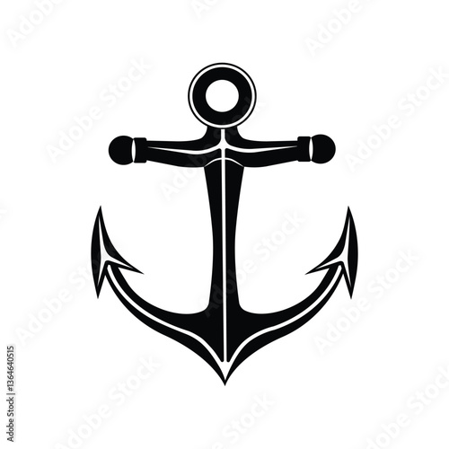Nautical Anchor Silhouette Illustration. This detailed maritime anchor silhouette represents stability, strength, and the sea, making it an ideal addition to ocean-inspired projects.