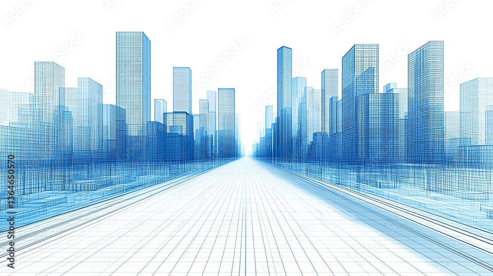 Fototapeta premium Modern Cityscape Digital Rendering