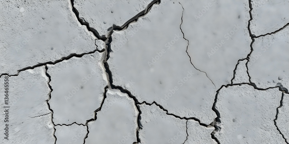 Obraz premium Cracked Earth Surface: A detailed close-up of a dry, cracked earth surface, showcasing the textures and patterns of drought, creating a sense of desolation and fragility.