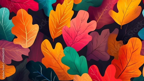 Colorful Autumn Leaves Pattern. (16)
