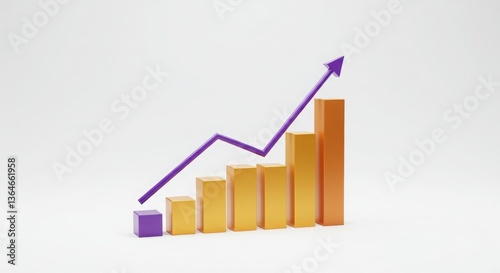 Free Download A sleek 3D financial graph with gold and purple elements for business data visualization on a white background - GFXLoad