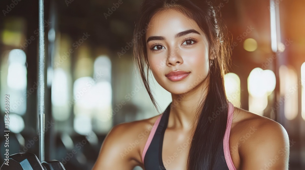 Obraz premium Focused woman in gym, healthy lifestyle