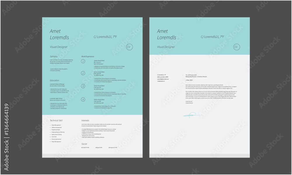 Obraz premium Modern Resume Template CV Cover Letter
