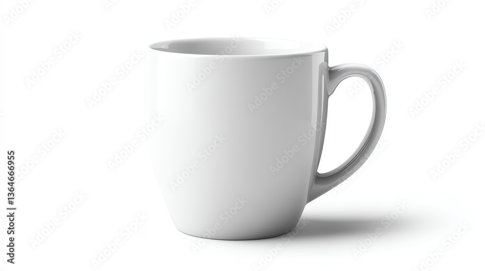 White Ceramic Mug Isolated on White Background with Simple Design White Ceramic Mug Isolated on White Background with Simple Design