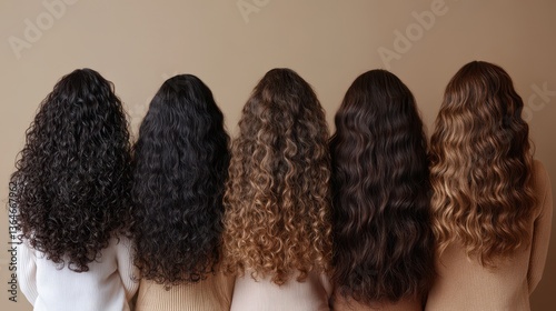 Diverse women showcasing natural hair textures and colors from behind
