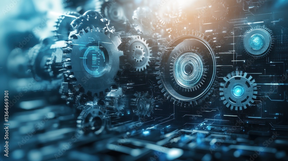 Obraz premium Intricate mechanical gears with futuristic technology design
