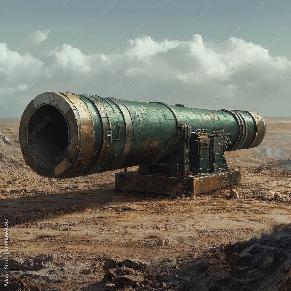 forgotten War Relic Massive Ancient Artillery Cannon in the Desert forgotten War Relic Massive Ancient Artillery Cannon in the Desert