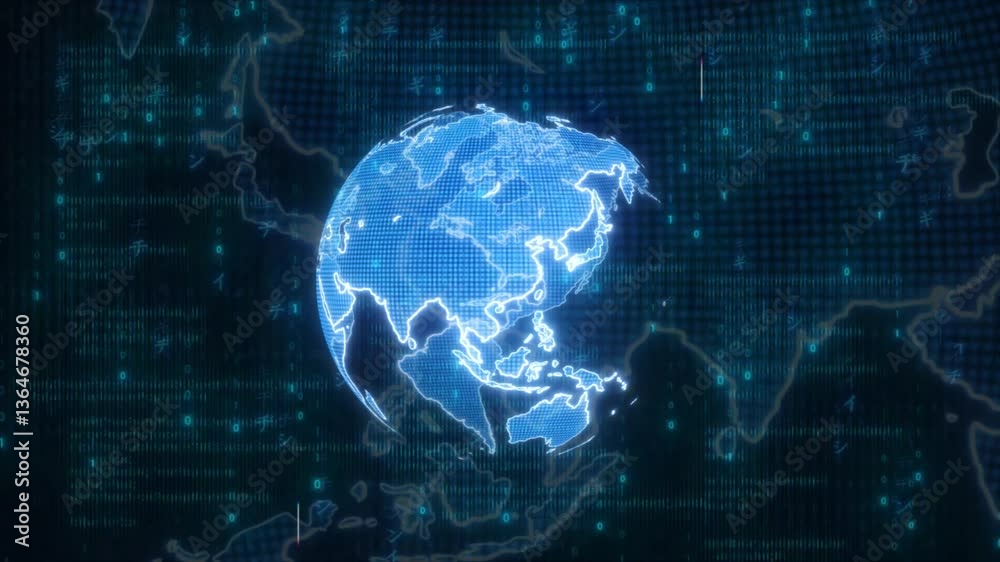 World network connection, hologram interface futuristic technology global digital data concept, seamless loop animation background World network connection, hologram interface futuristic technology global digital data concept, seamless loop animation background