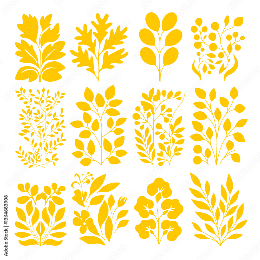 Botanical Abundance: A captivating arrangement showcasing a collection of illustrated botanical elements in a modern aesthetic. The illustration is characterized by a minimalist approach. Botanical Abundance: A captivating arrangement showcasing a collection of illustrated botanical elements in a modern aesthetic. The illustration is characterized by a minimalist approach.