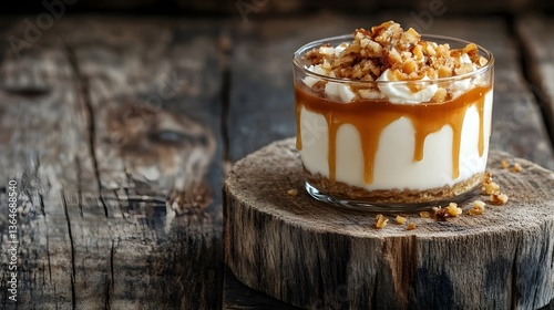 Decadent Glass of Creamy Dessert with Topping.