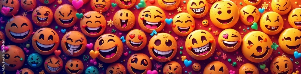 Obraz premium Abstract background featuring a mosaic of emoji faces, graphic design, digital concept