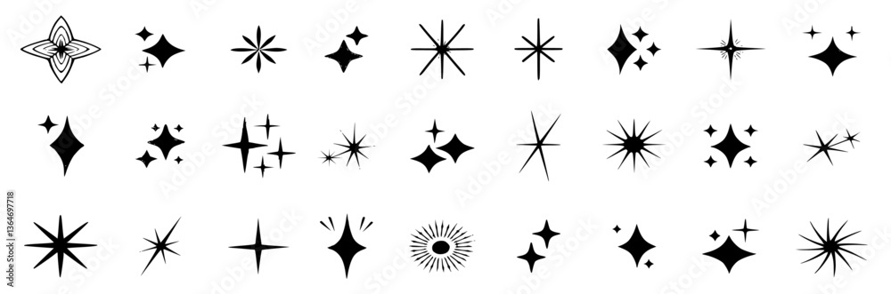 vector icon set featuring sparkling elements such as shining stars, twinkling lights, and glistering effects. Includes simple, flat designs suitable for decorations, illustrations, and graphic project vector icon set featuring sparkling elements such as shining stars, twinkling lights, and glistering effects. Includes simple, flat designs suitable for decorations, illustrations, and graphic project