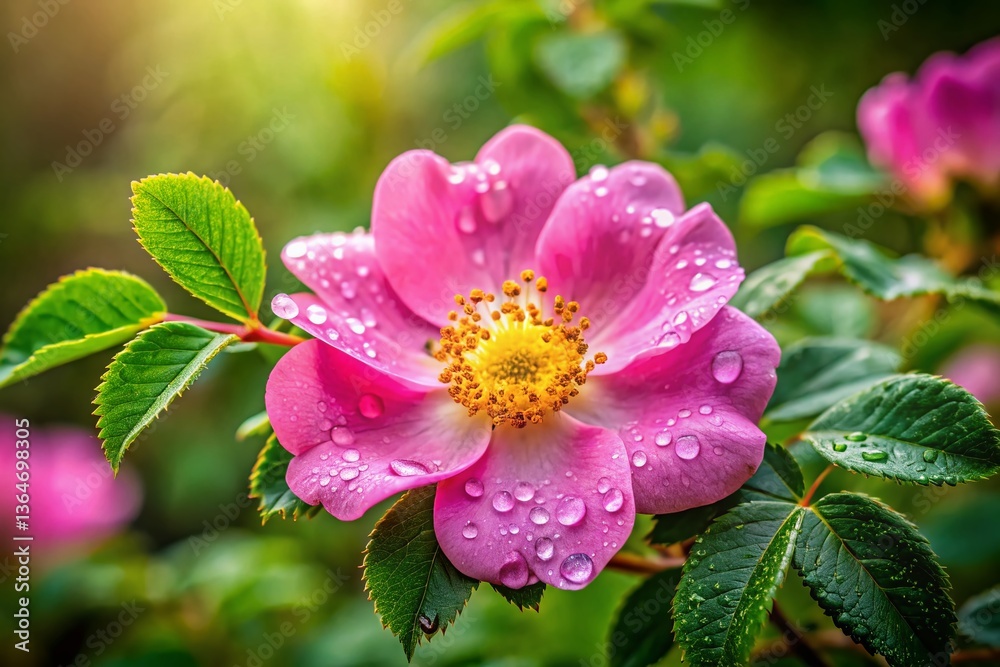 Wild Rose, Bibernellrose, Blooming Pink Flower, Nature Photography, Summer Blossom Wild Rose, Bibernellrose, Blooming Pink Flower, Nature Photography, Summer Blossom