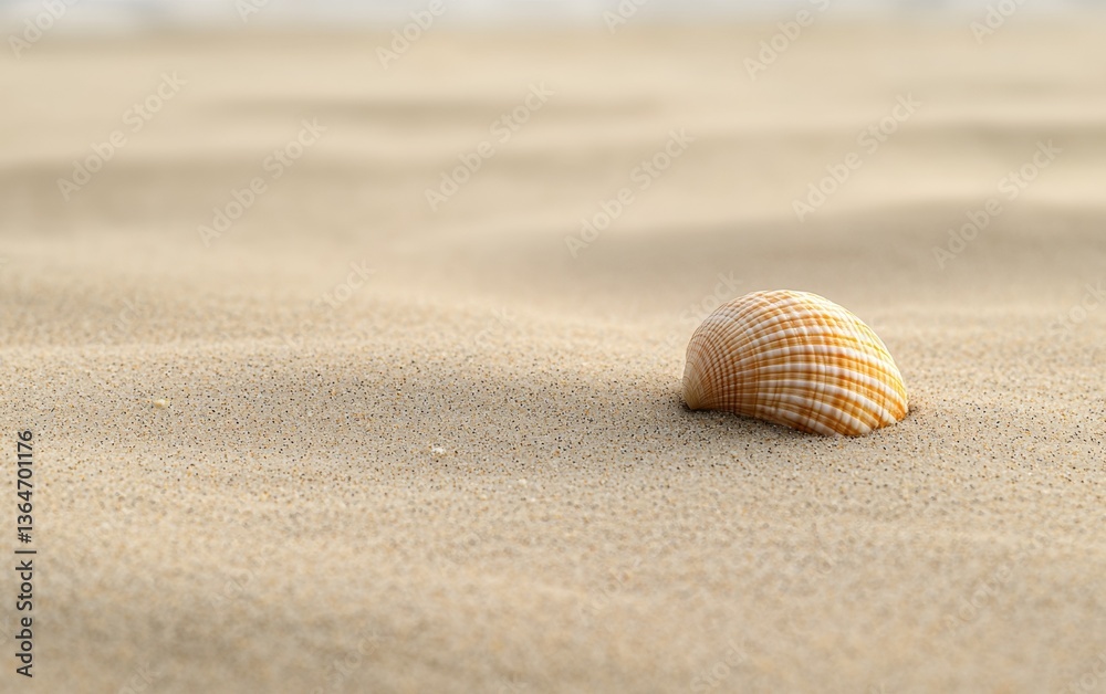 Beautiful shell resting on golden sand under gentle sunlight near the shoreline Beautiful shell resting on golden sand under gentle sunlight near the shoreline