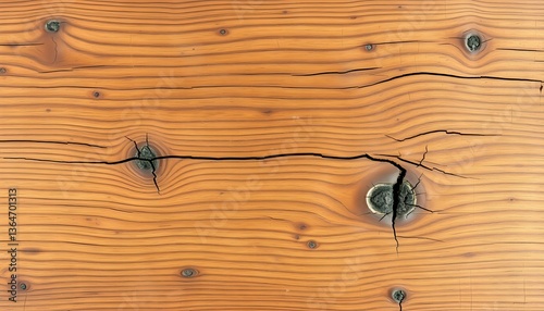 Aged Timber Texture: Close-up of Knots and Cracks in Wood