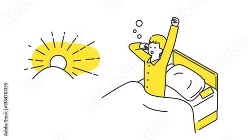 睡眠：朝、寝不足で目覚める男性