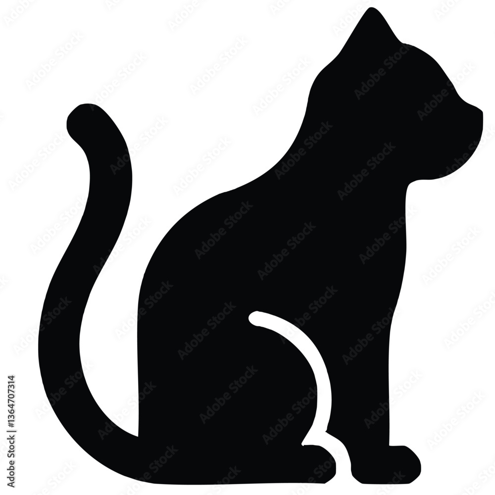 Obraz premium Vector Stylish Cat Silhouette Logo with Clean Lines, Negative Space, and a Bold Monochrome Graphic Design