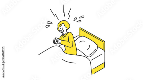 睡眠：朝寝坊をしたシニア女性