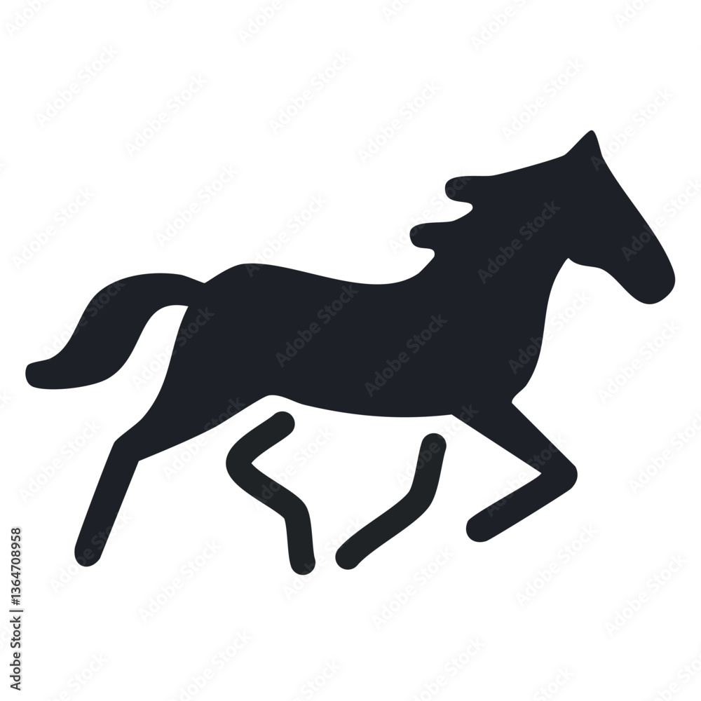 Fototapeta premium Vector Stylish Horse Silhouette in Motion with a Simple Shape and Stark Contrast for Graphic Art and Branding